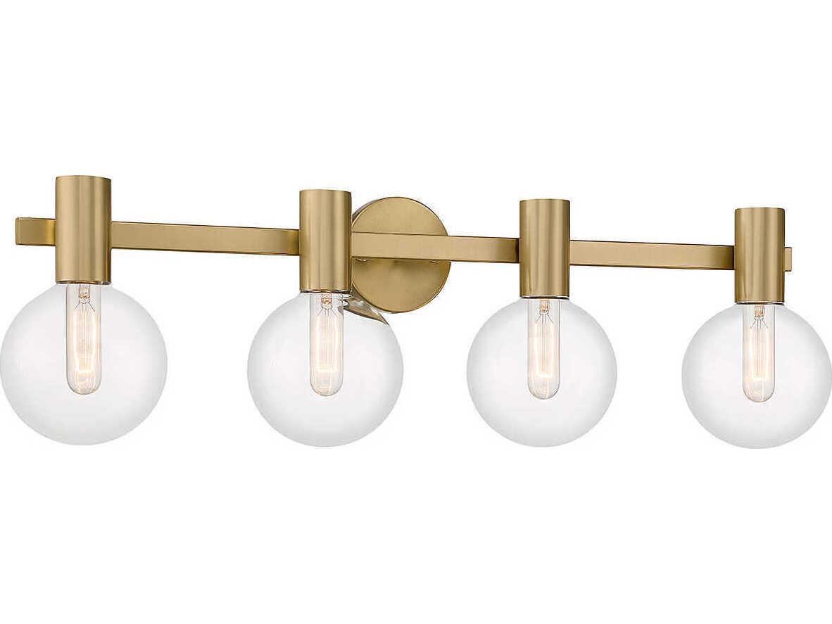 Savoy House Wright 4-Light Warm Brass Glass Vanity Light