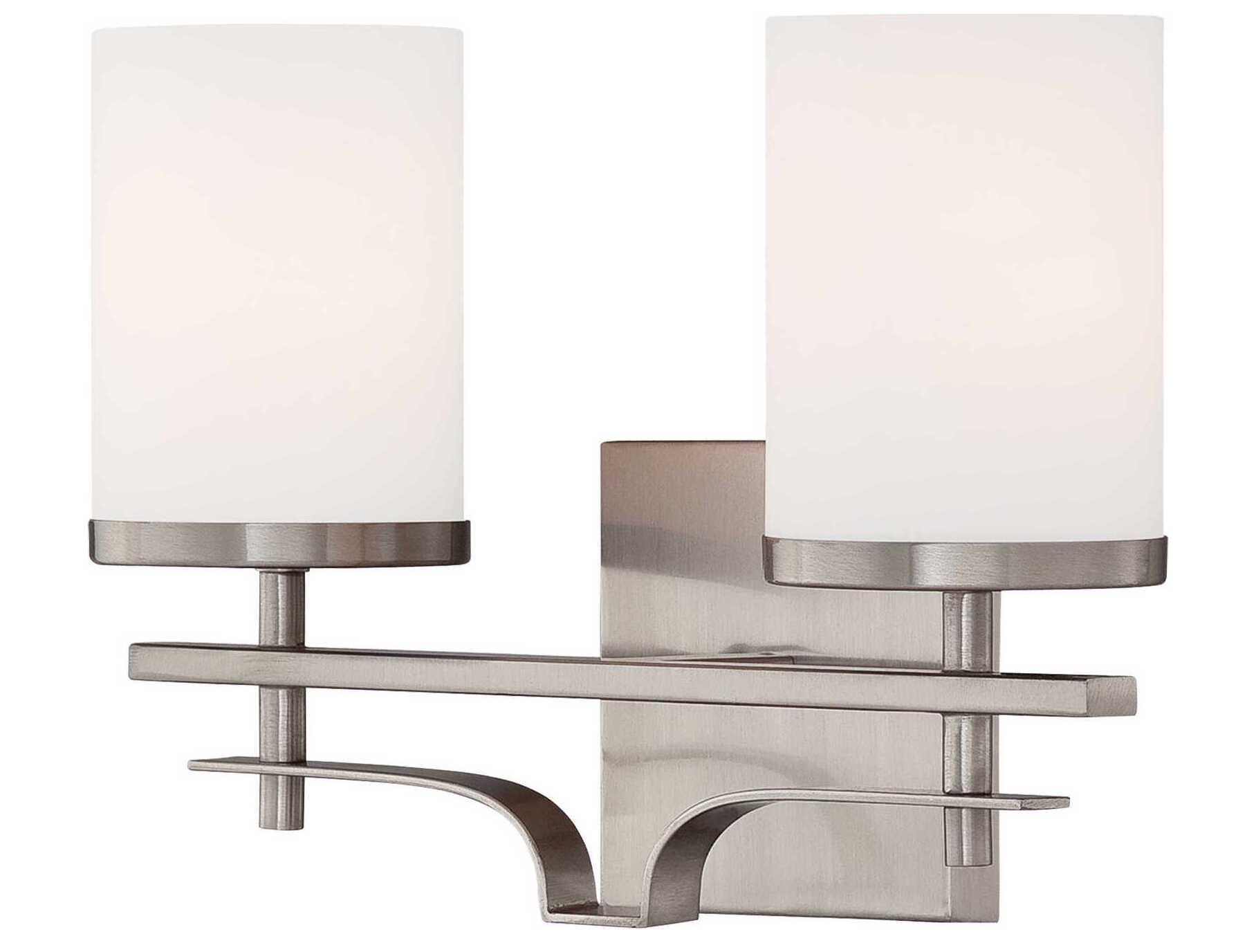 Savoy House Colton 2-Light Satin Nickel Glass Vanity Light