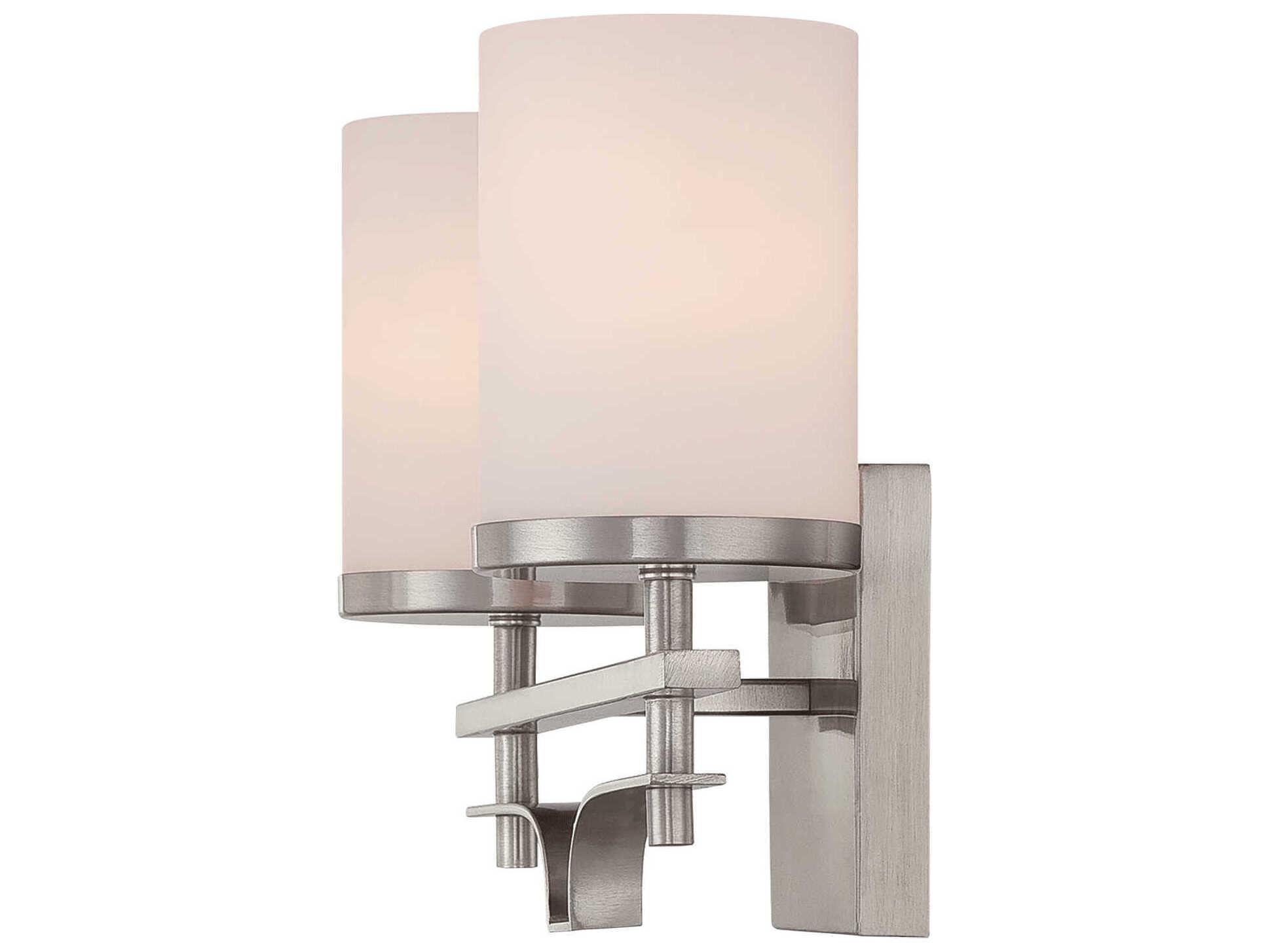 Savoy House Colton 2-Light Satin Nickel Glass Vanity Light