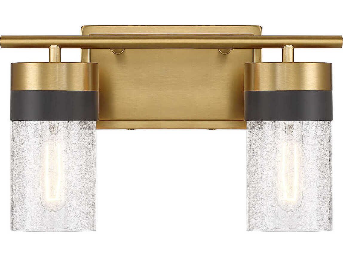 Savoy House Brickell 2-Light Warm Brass Glass Vanity Light
