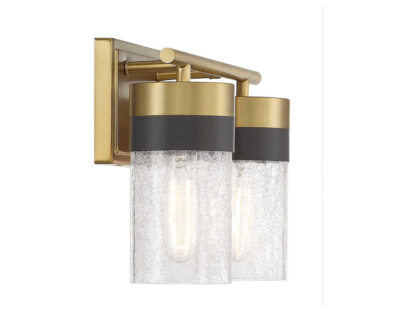 Savoy House Brickell 2-Light Warm Brass Glass Vanity Light