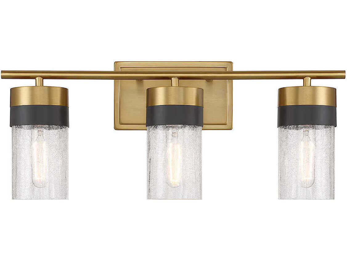 Savoy House Brickell 3-Light Warm Brass Glass Vanity Light