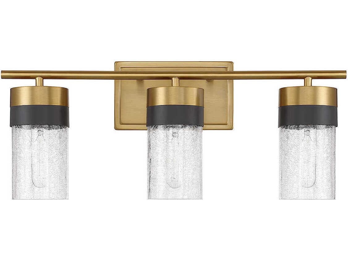Savoy House Brickell 3-Light Warm Brass Glass Vanity Light