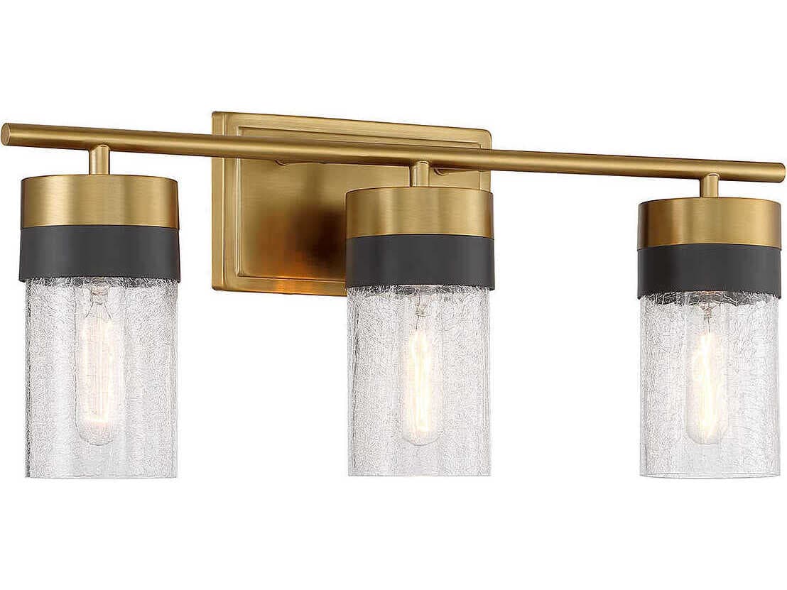 Savoy House Brickell 3-Light Warm Brass Glass Vanity Light