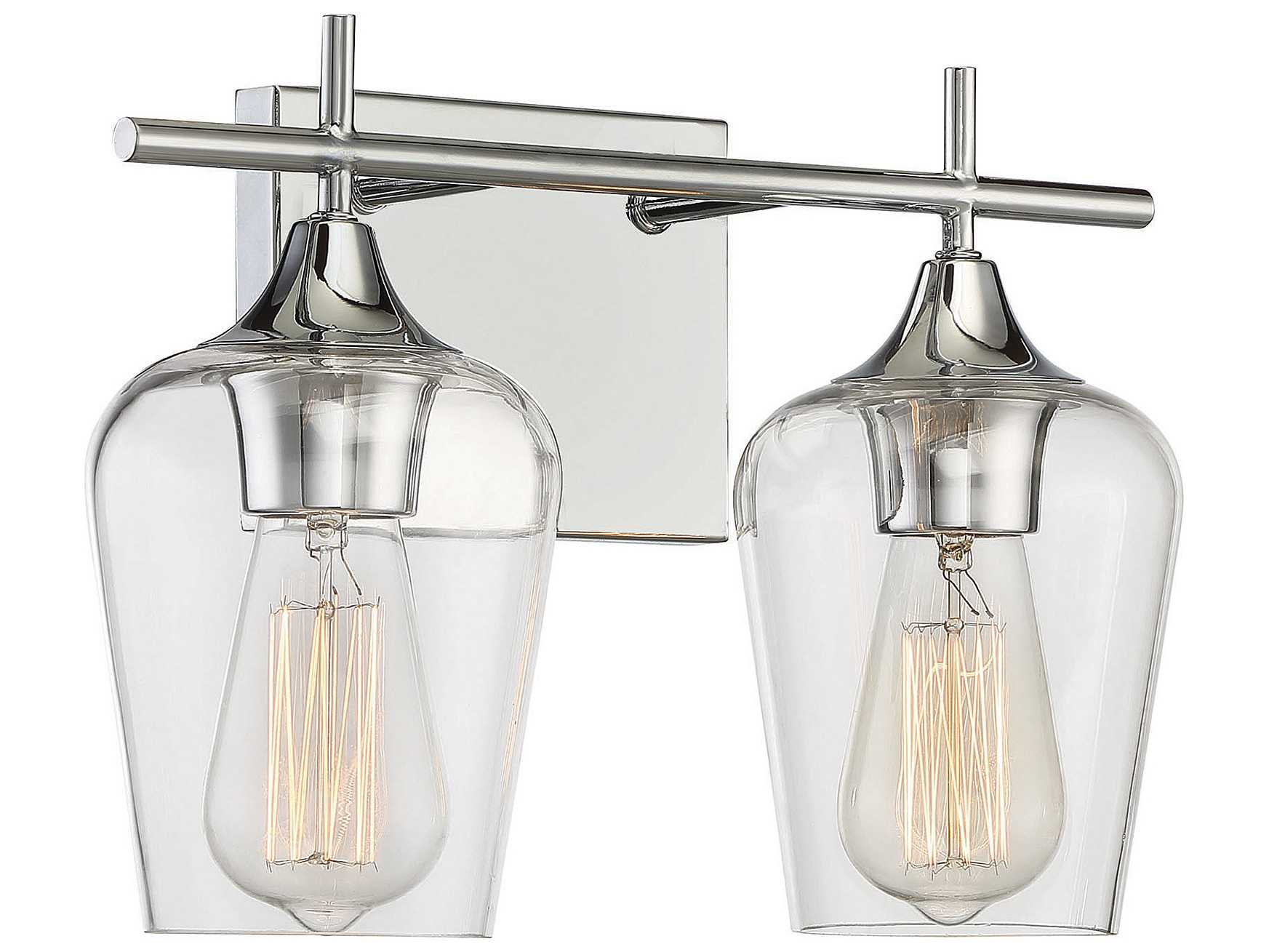 Savoy House Octave 2-Light Polished Chrome Glass Vanity Light