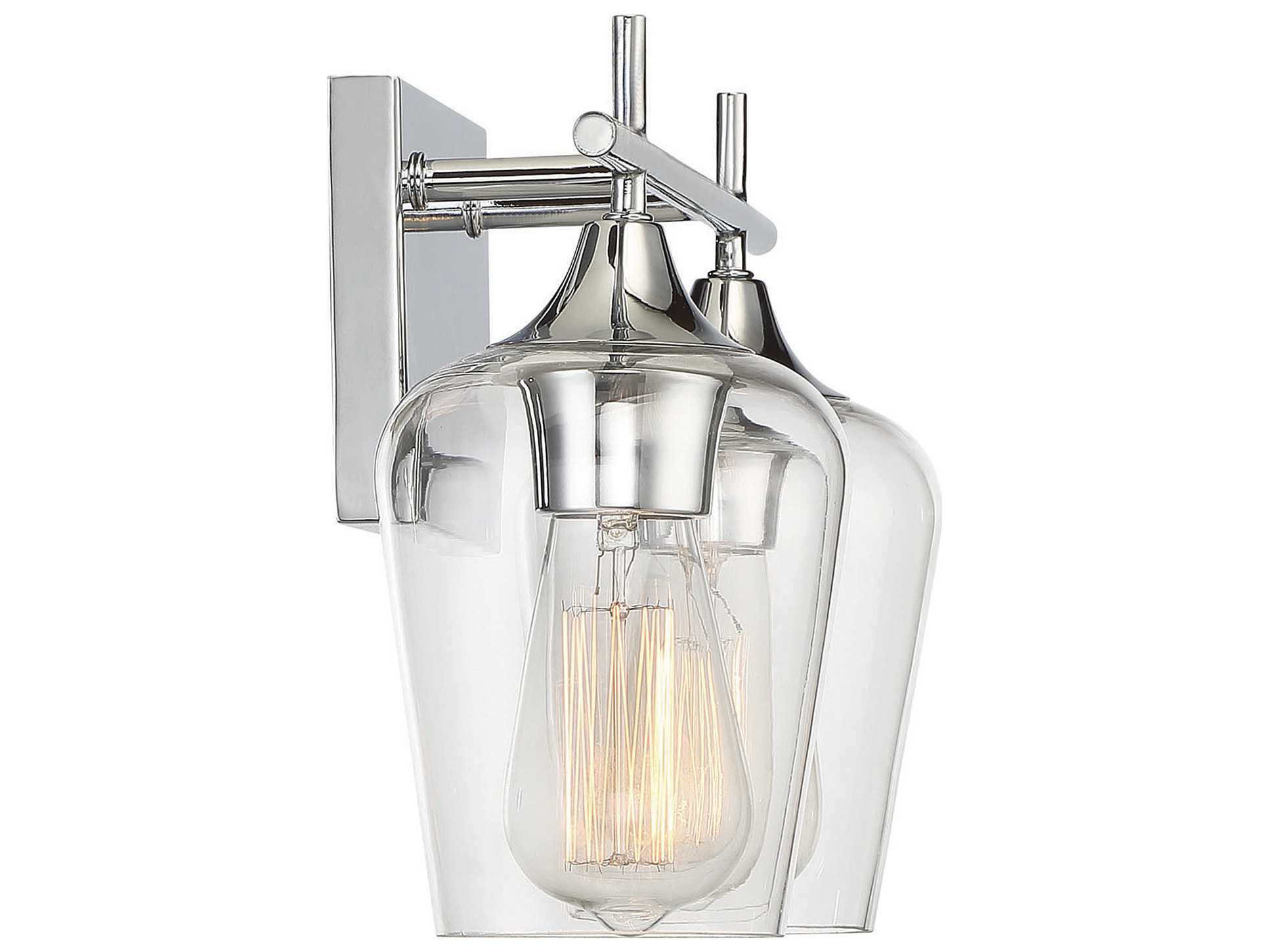 Savoy House Octave 2-Light Polished Chrome Glass Vanity Light