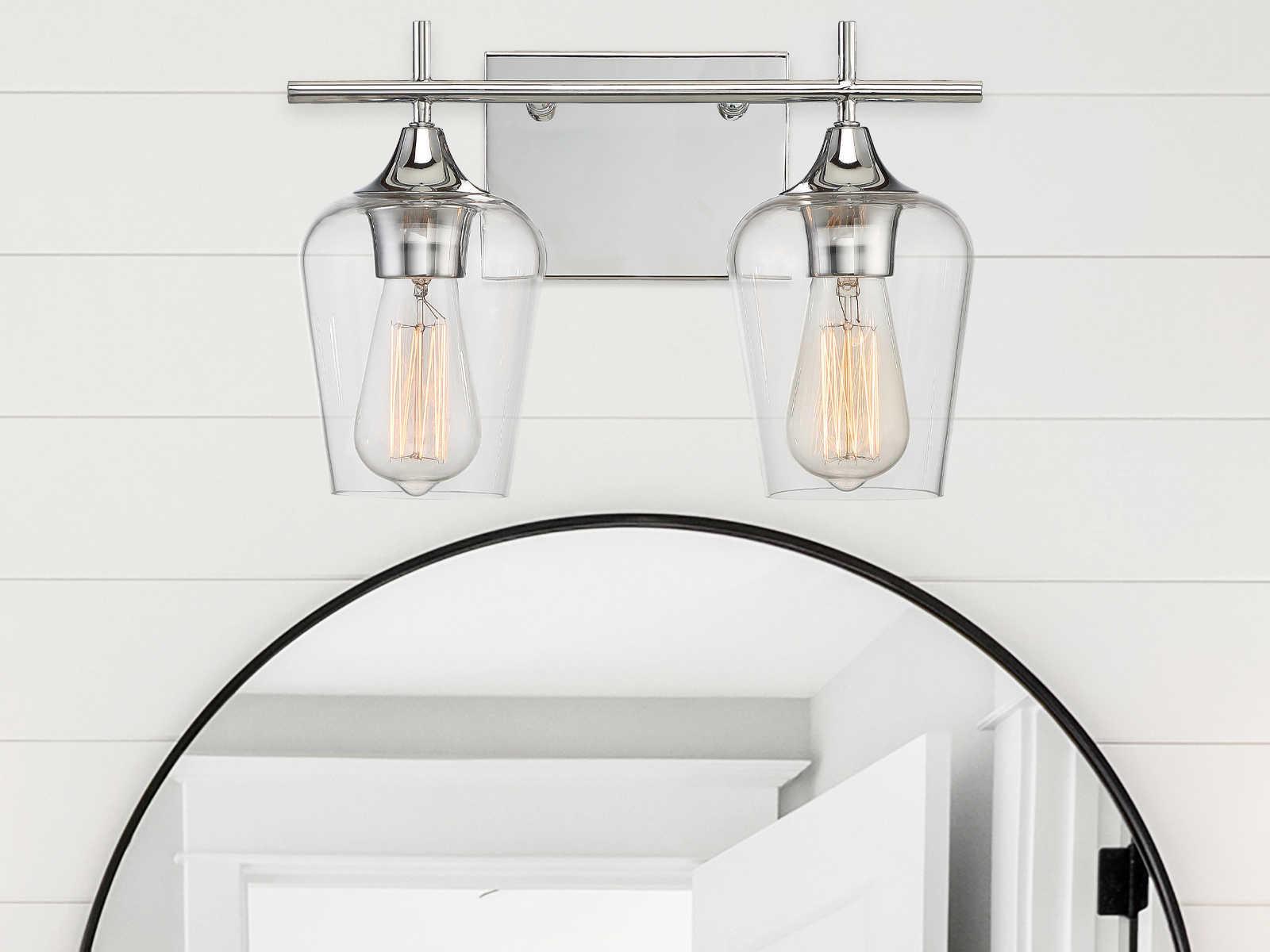Savoy House Octave 2-Light Polished Chrome Glass Vanity Light