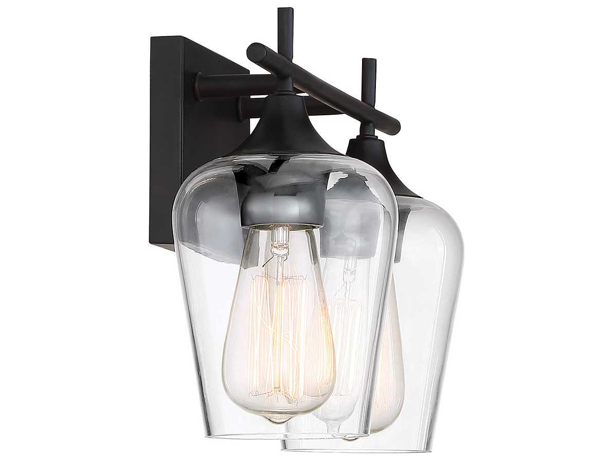 Savoy House Octave 2-Light English Bronze Glass Vanity Light
