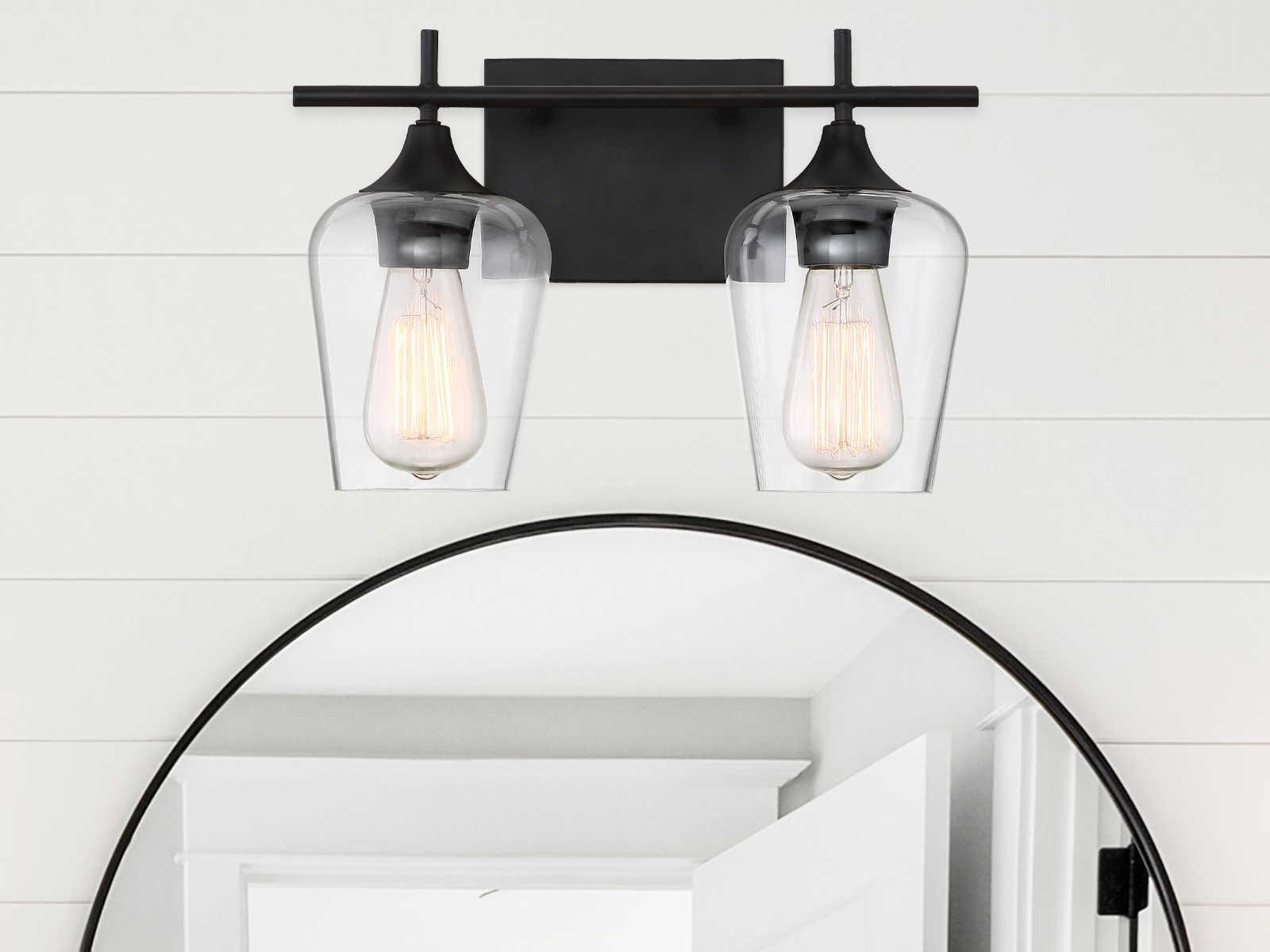 Savoy House Octave 2-Light English Bronze Glass Vanity Light