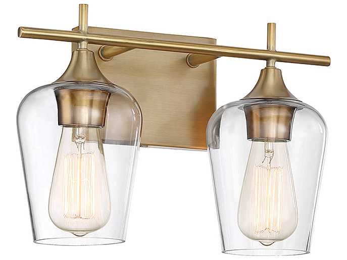 Savoy House Octave 2-Light Warm Brass Glass Vanity Light