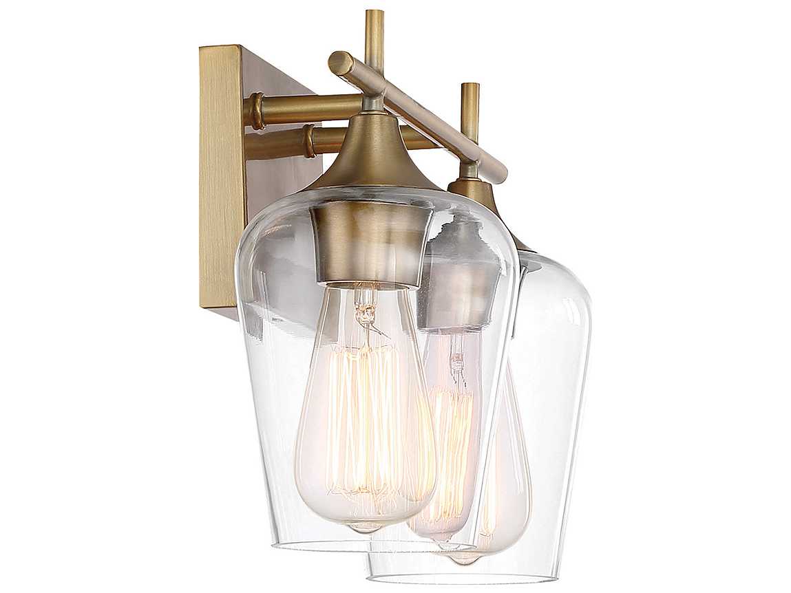 Savoy House Octave 2-Light Warm Brass Glass Vanity Light