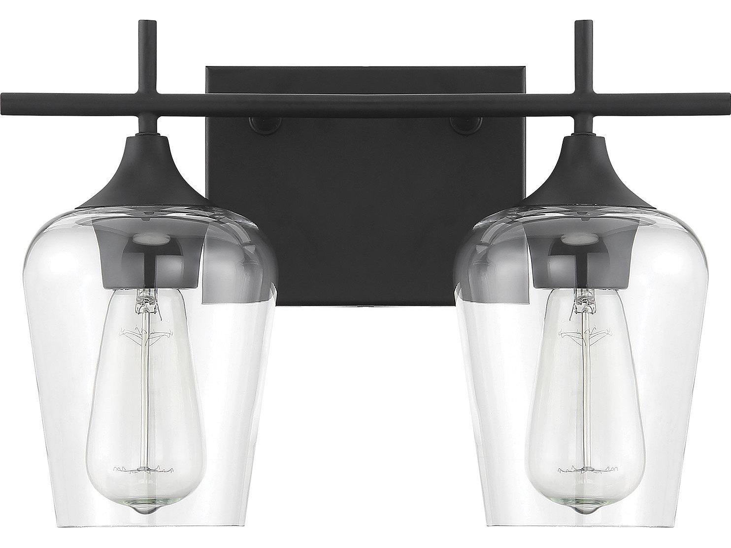 Savoy House Octave 2-Light Black Glass Vanity Light