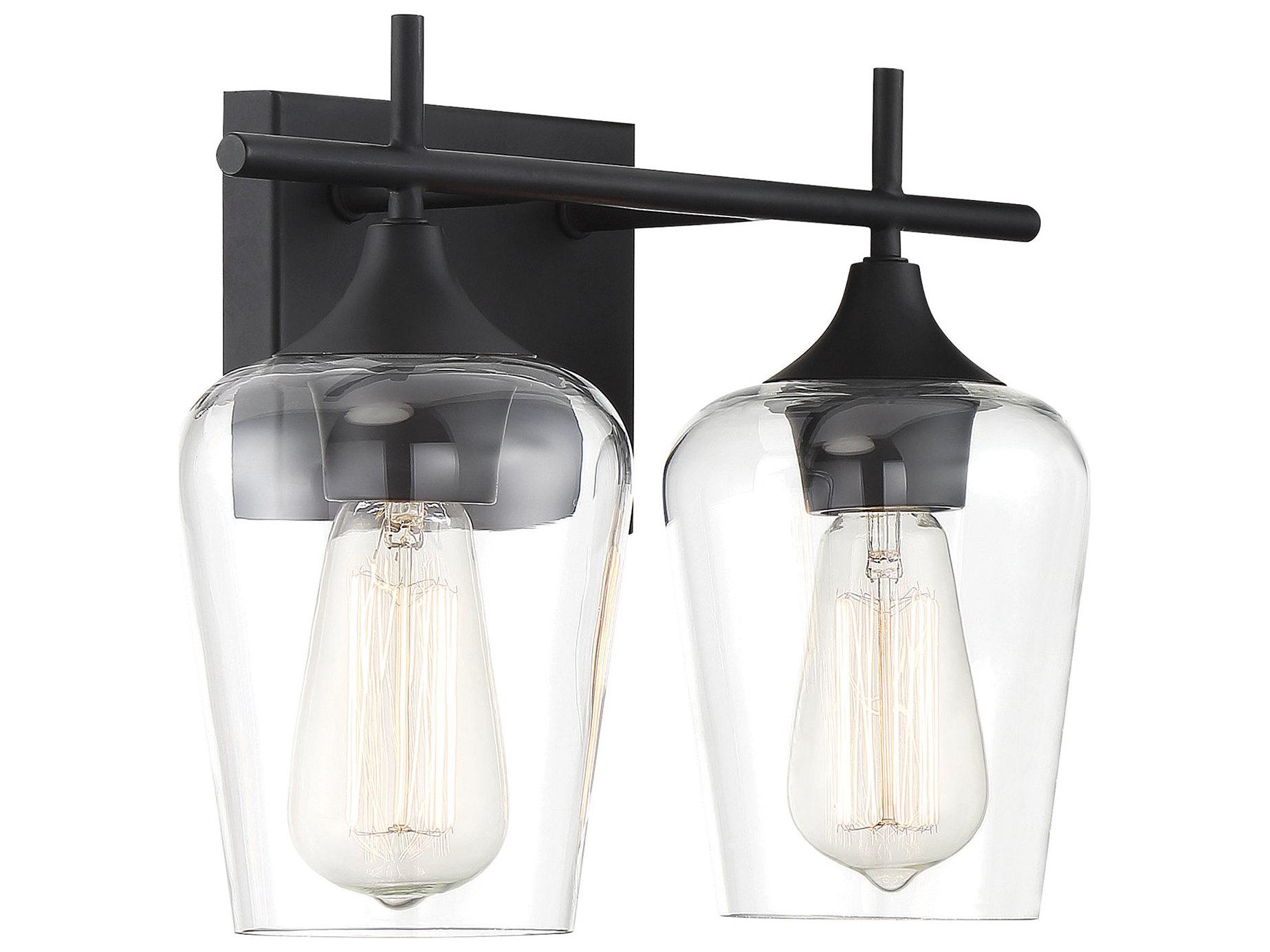 Savoy House Octave 2-Light Black Glass Vanity Light