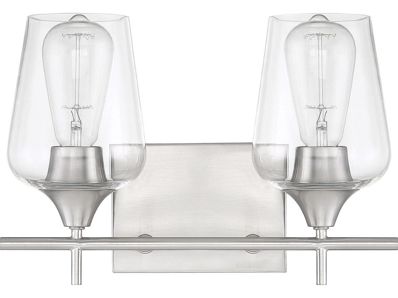 Savoy House Octave 2-Light Satin Nickel Glass Vanity Light