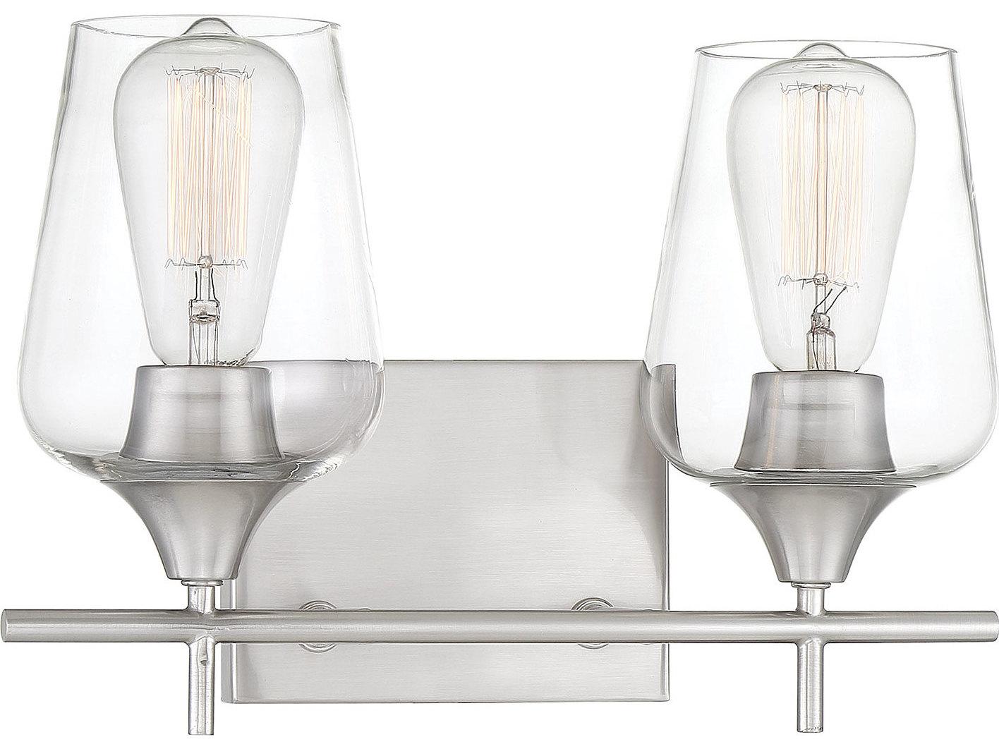 Savoy House Octave 2-Light Satin Nickel Glass Vanity Light
