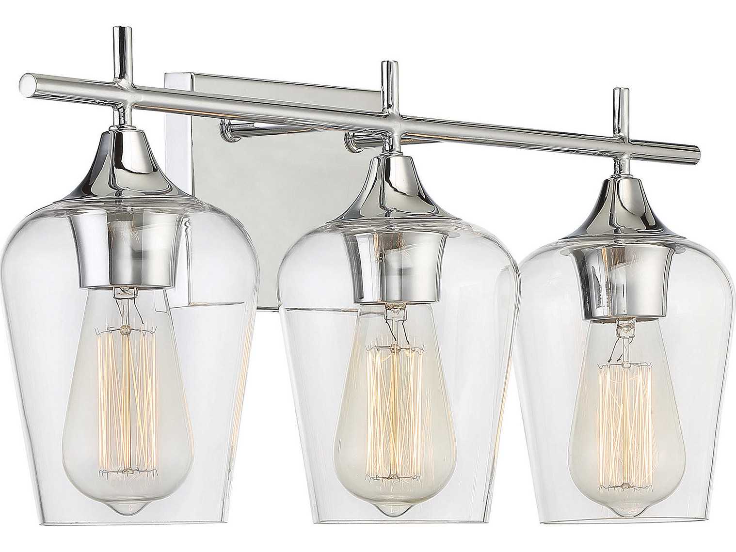 Savoy House Octave 3-Light Polished Chrome Glass Vanity Light