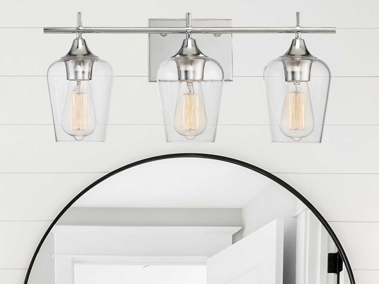 Savoy House Octave 3-Light Polished Chrome Glass Vanity Light