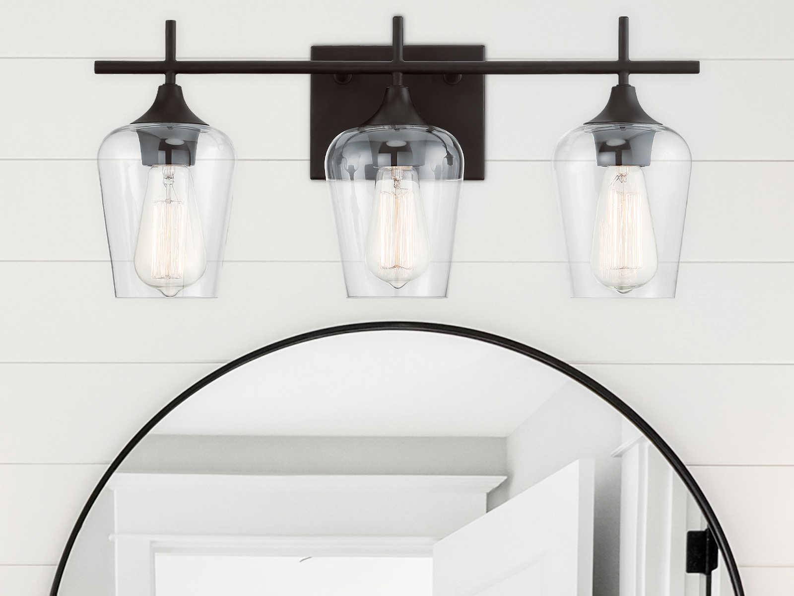 Savoy House Octave 3-Light English Bronze Glass Vanity Light