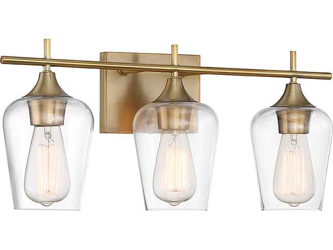 Savoy House Octave 3-Light Warm Brass Glass Vanity Light