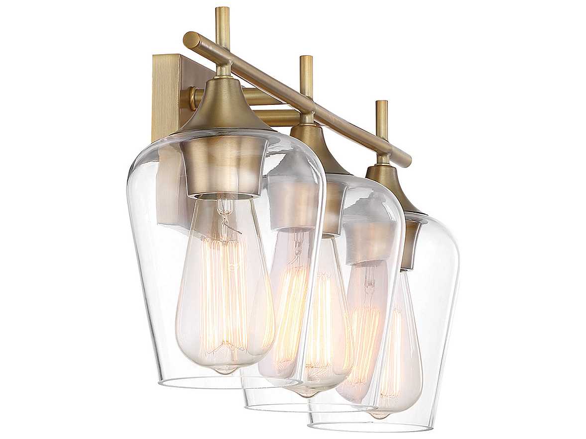Savoy House Octave 3-Light Warm Brass Glass Vanity Light