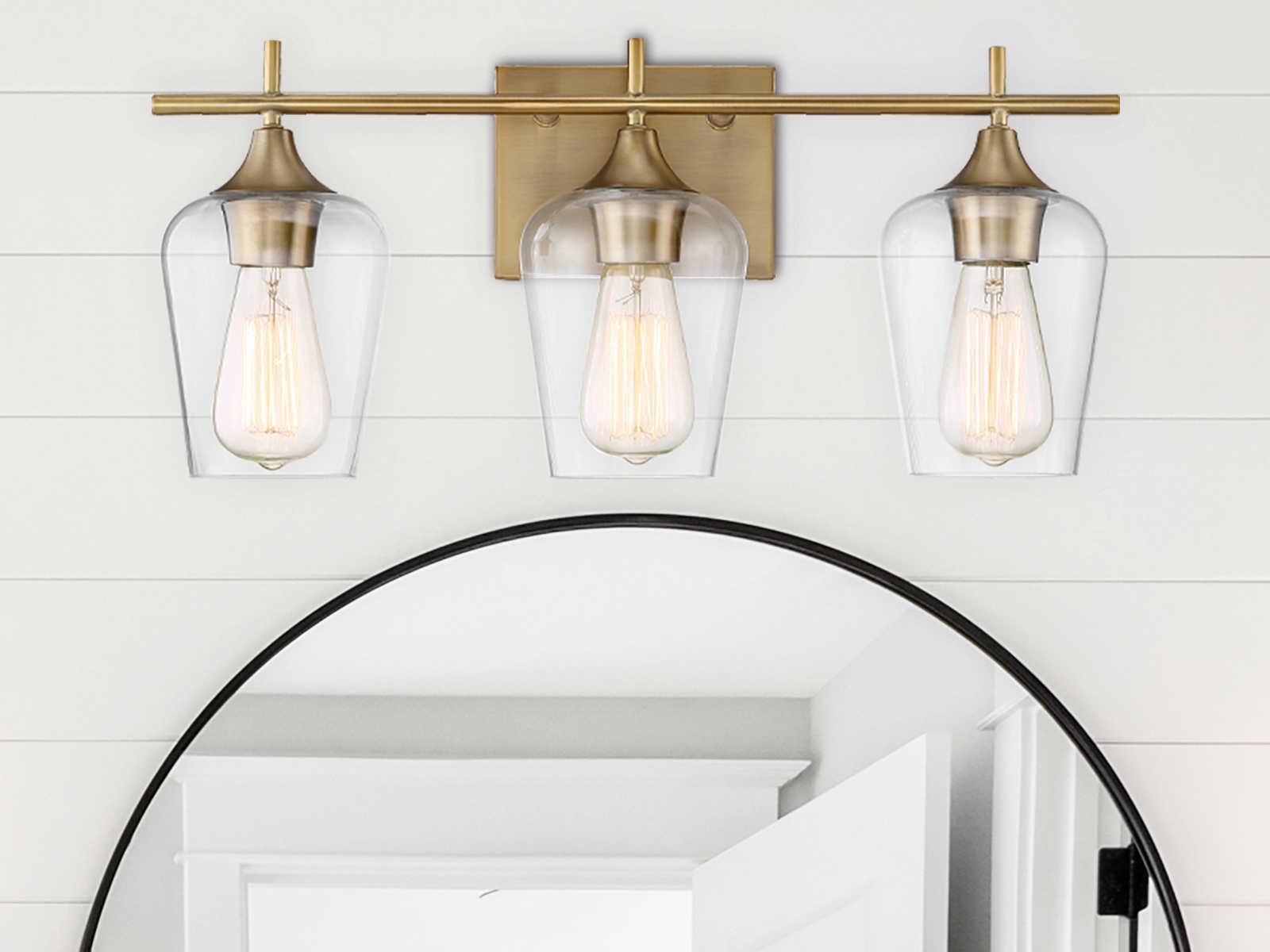 Savoy House Octave 3-Light Warm Brass Glass Vanity Light