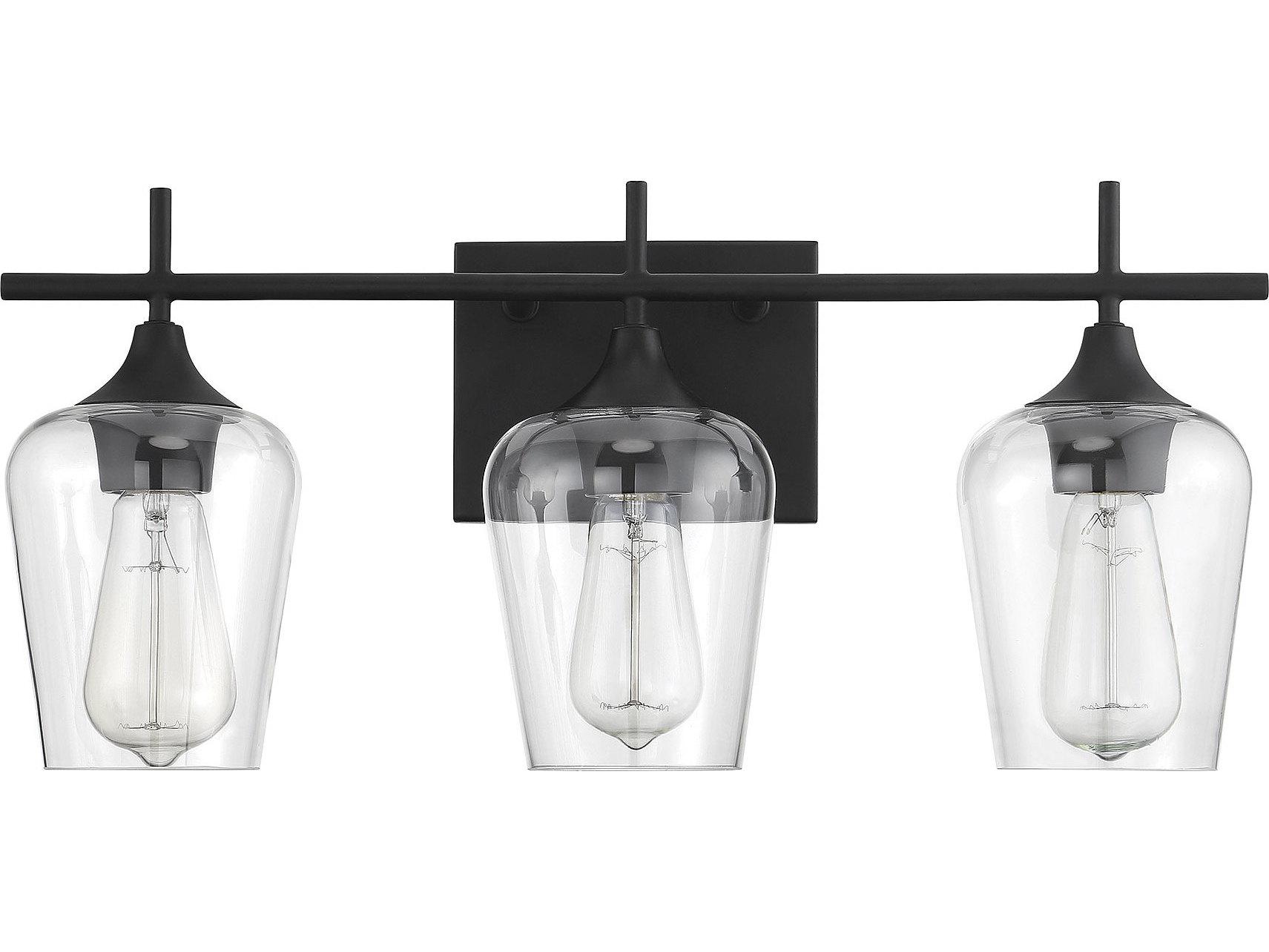 Savoy House Octave 3-Light Black Glass Vanity Light