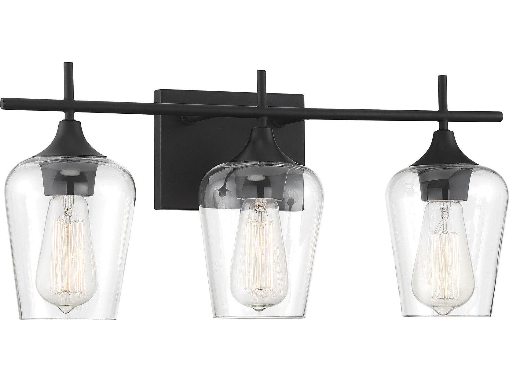Savoy House Octave 3-Light Black Glass Vanity Light