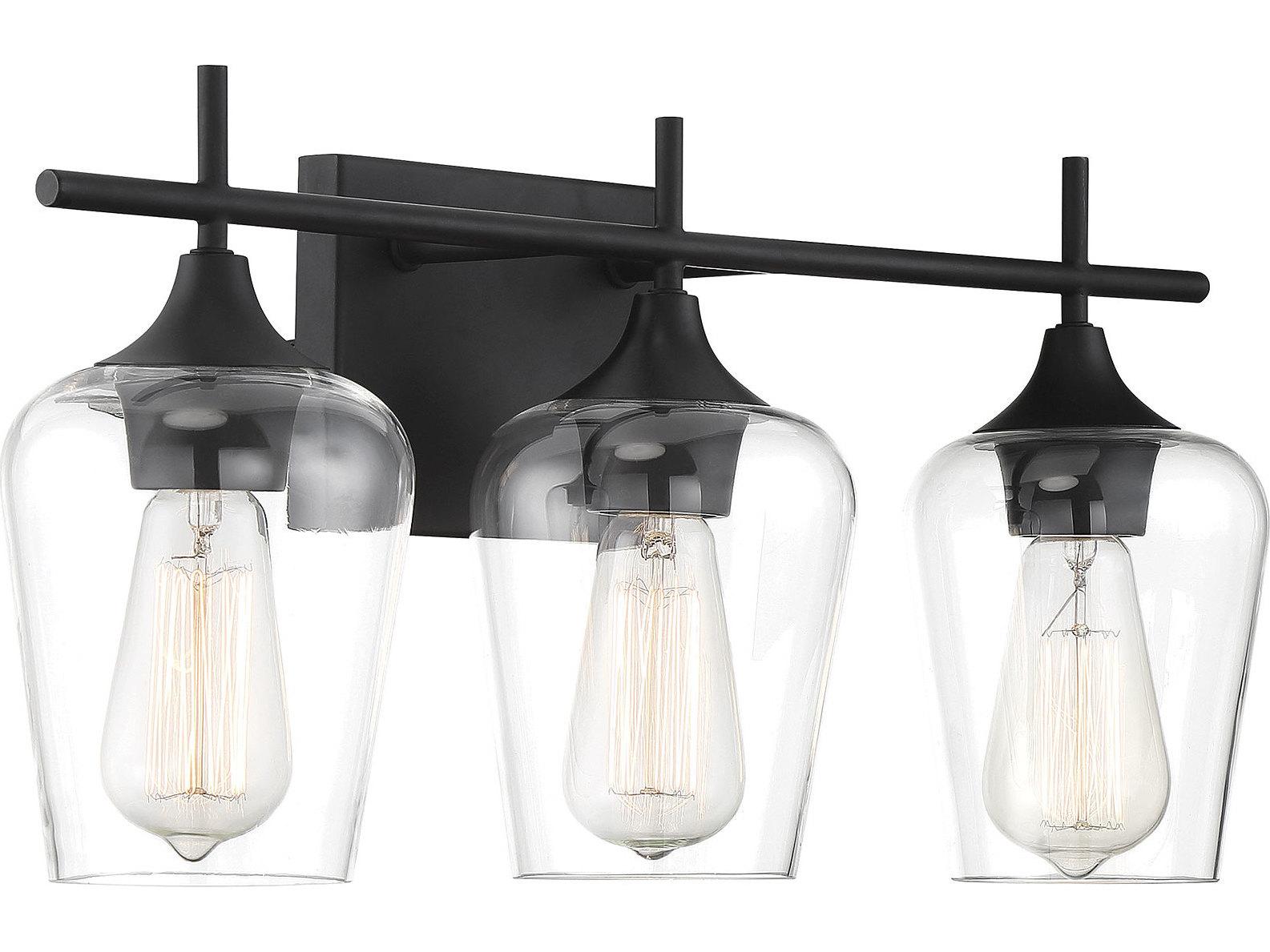 Savoy House Octave 3-Light Black Glass Vanity Light
