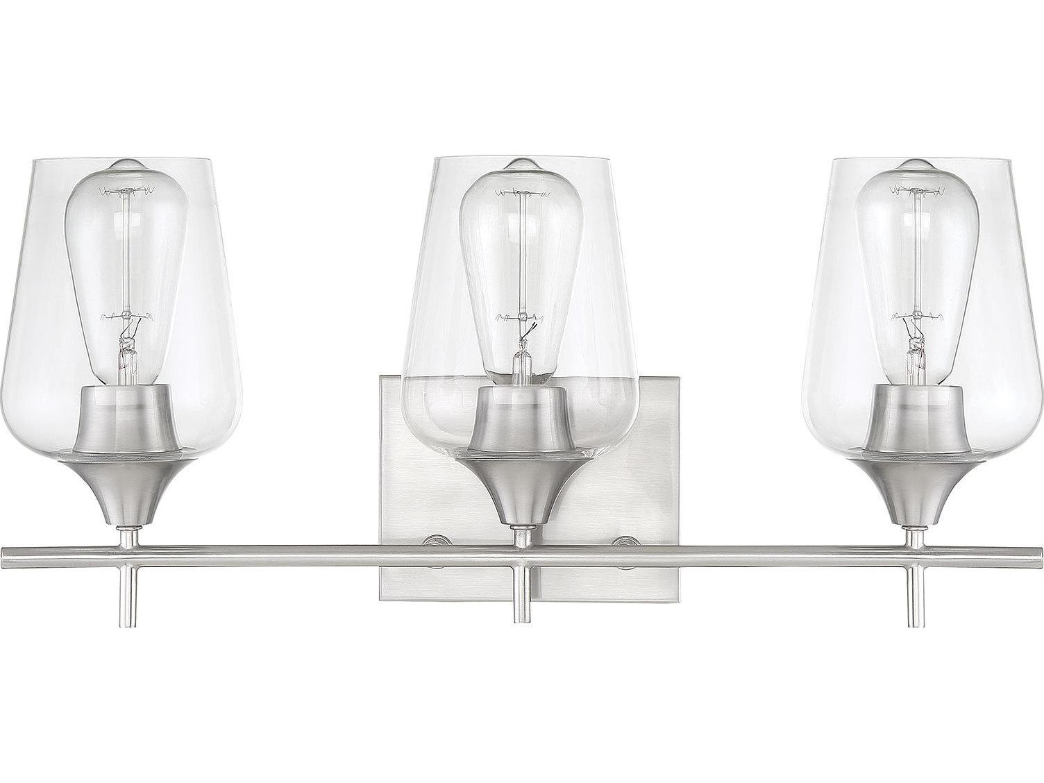 Savoy House Octave 3-Light Satin Nickel Glass Vanity Light