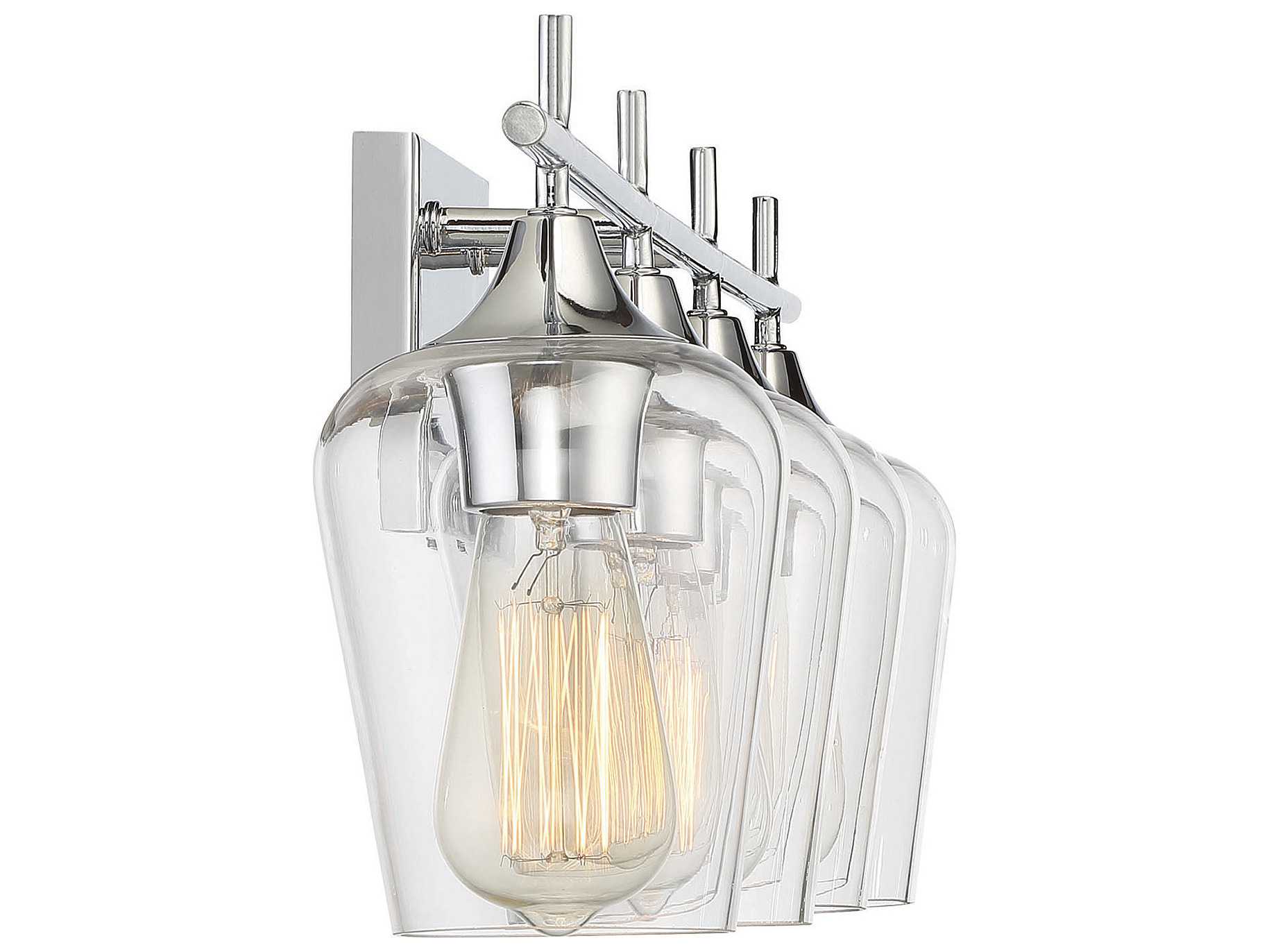 Savoy House Octave 4-Light Polished Chrome Glass Vanity Light
