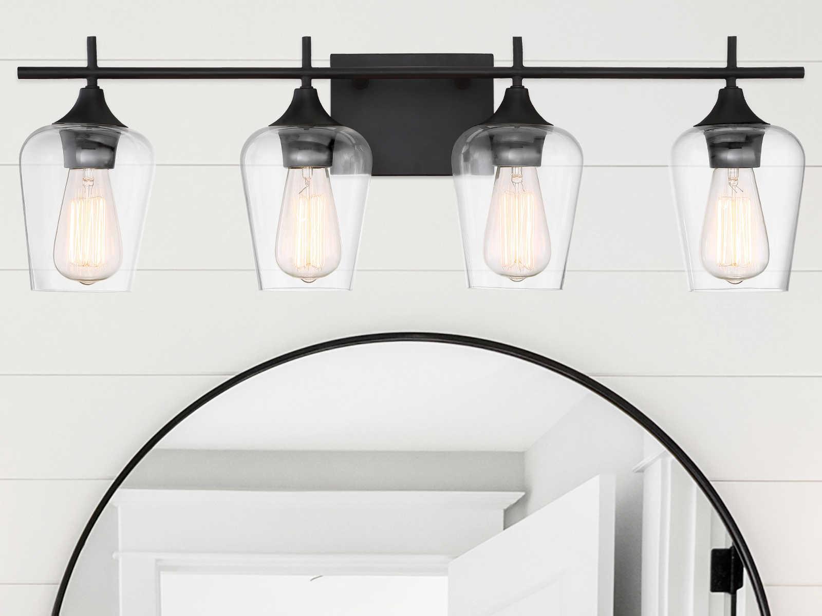 Savoy House Octave 4-Light English Bronze Glass Vanity Light