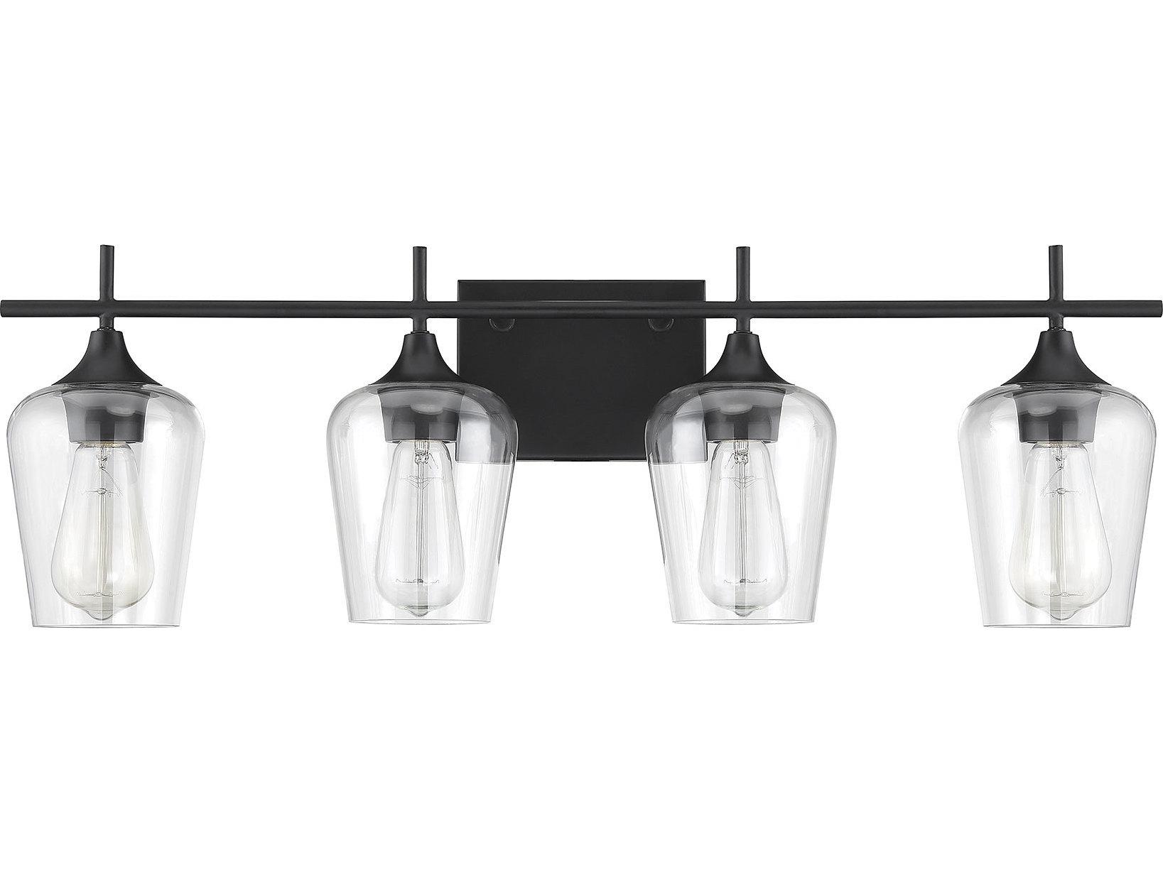 Savoy House Octave 4-Light Black Glass Vanity Light
