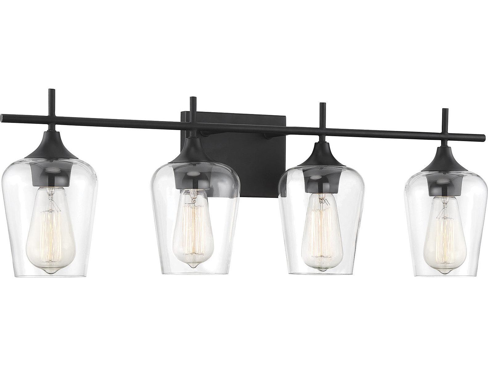Savoy House Octave 4-Light Black Glass Vanity Light