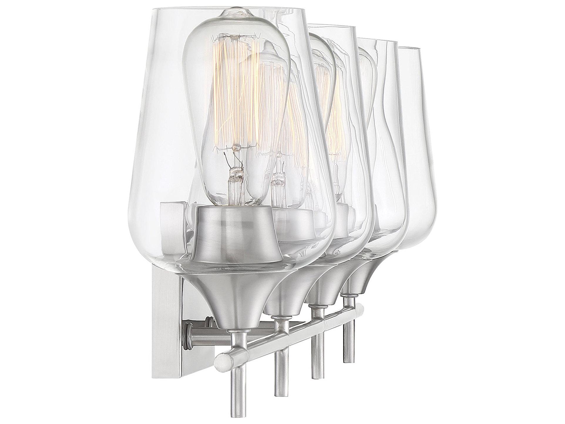 Savoy House Octave 4-Light Satin Nickel Glass Vanity Light