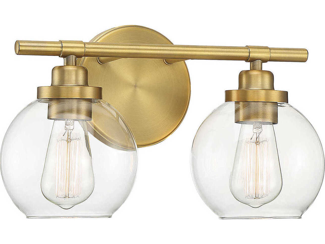 Savoy House Carson 2-Light Warm Brass Glass Vanity Light