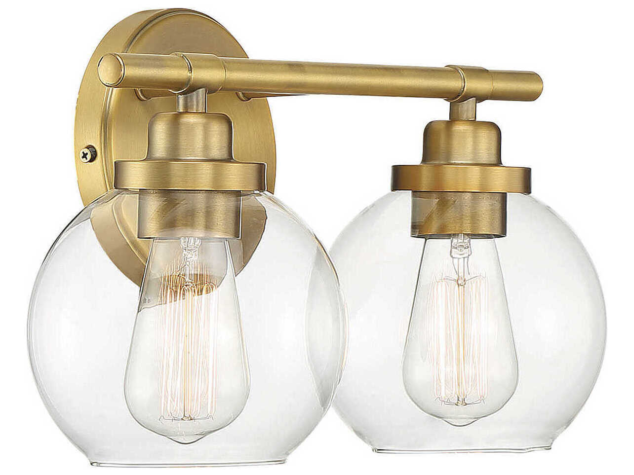 Savoy House Carson 2-Light Warm Brass Glass Vanity Light