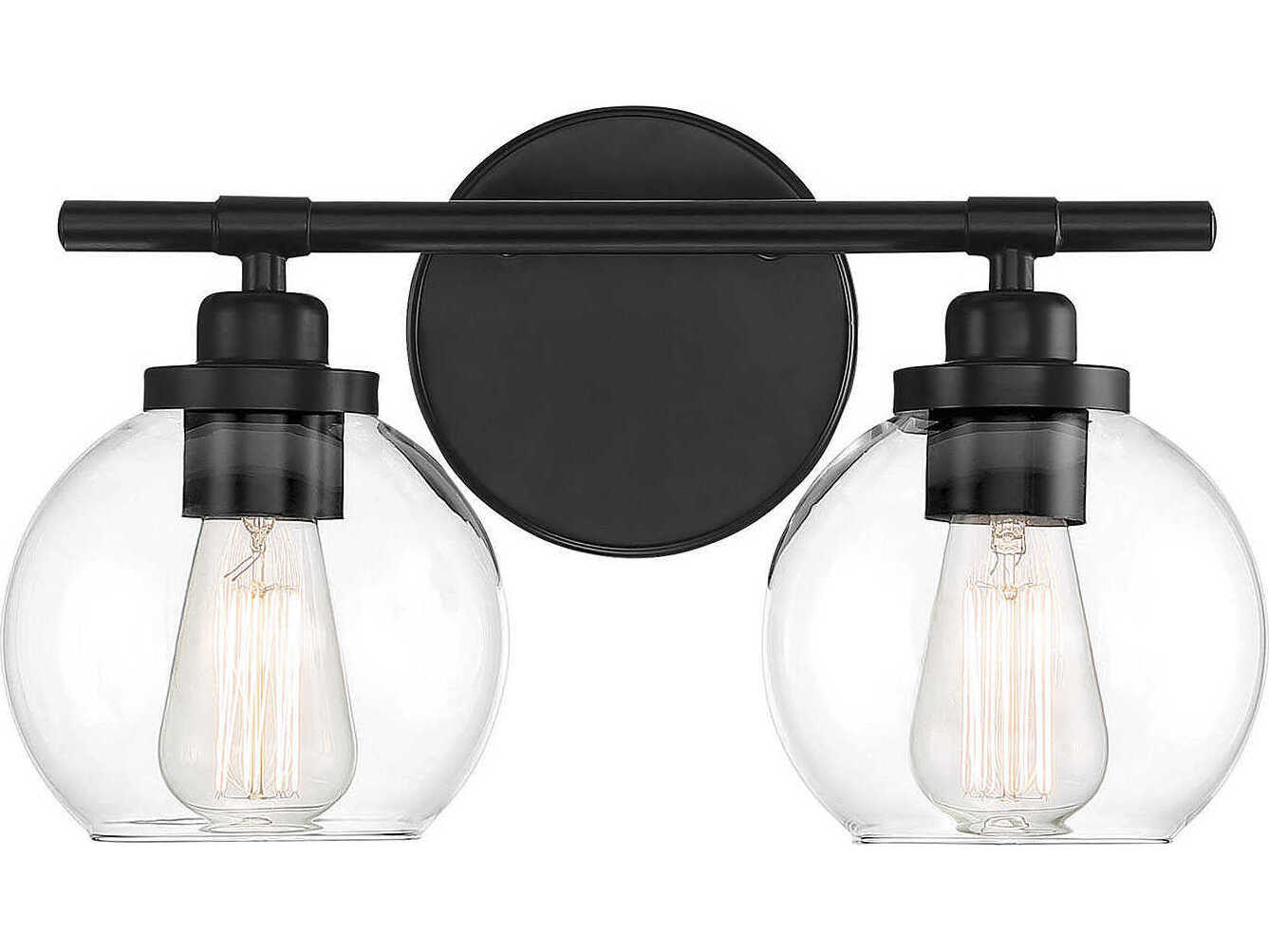 Savoy House Carson 2-Light Matte Black Glass Vanity Light