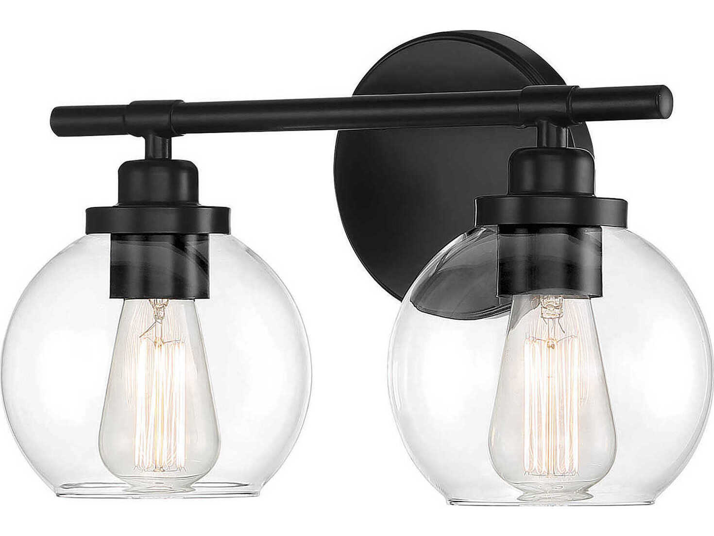 Savoy House Carson 2-Light Matte Black Glass Vanity Light