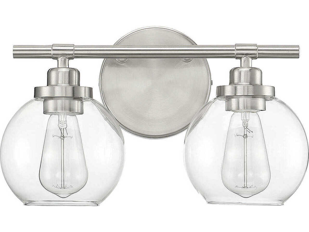 Savoy House Carson 2-Light Satin Nickel Glass Vanity Light