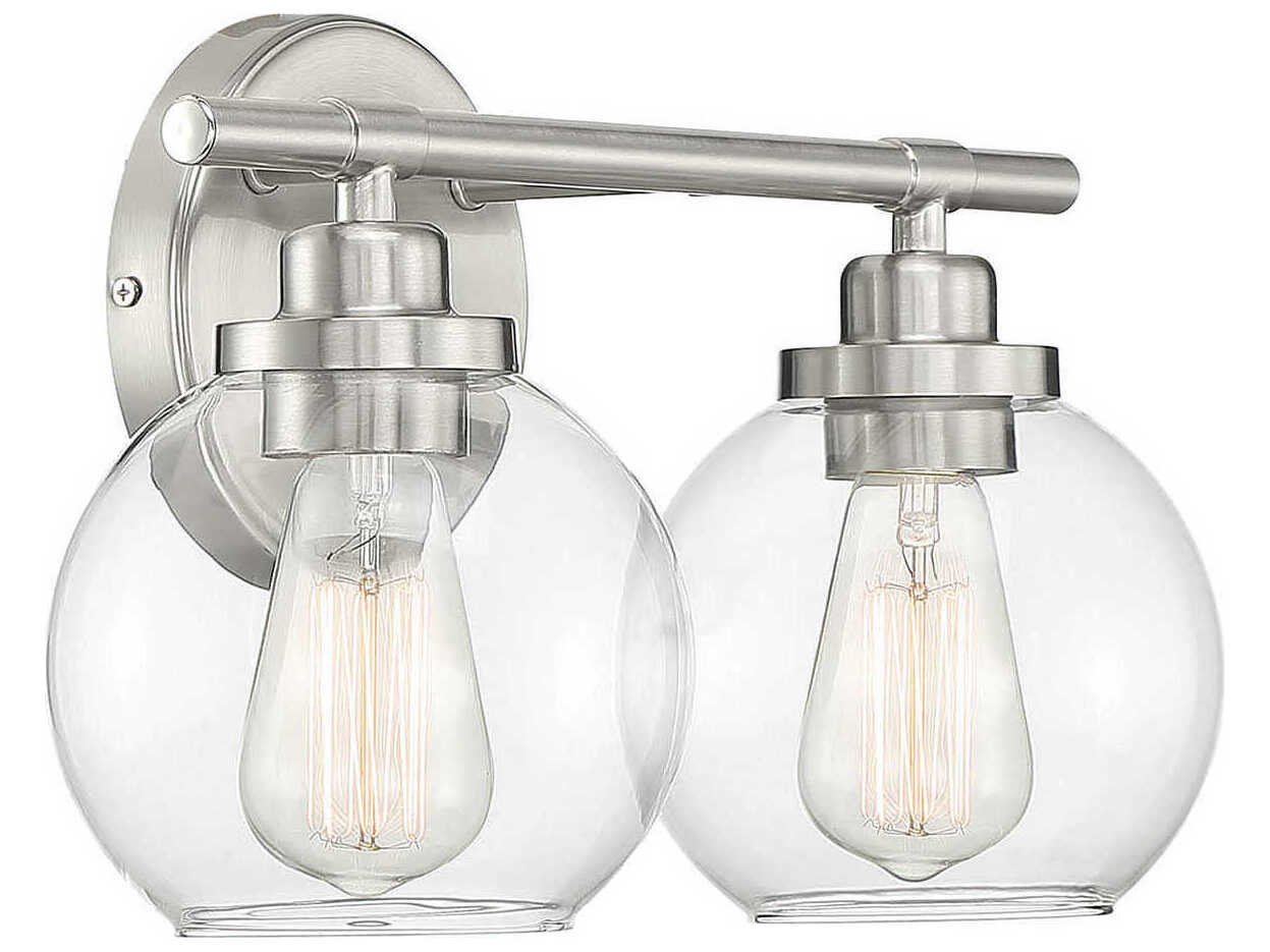 Savoy House Carson 2-Light Satin Nickel Glass Vanity Light