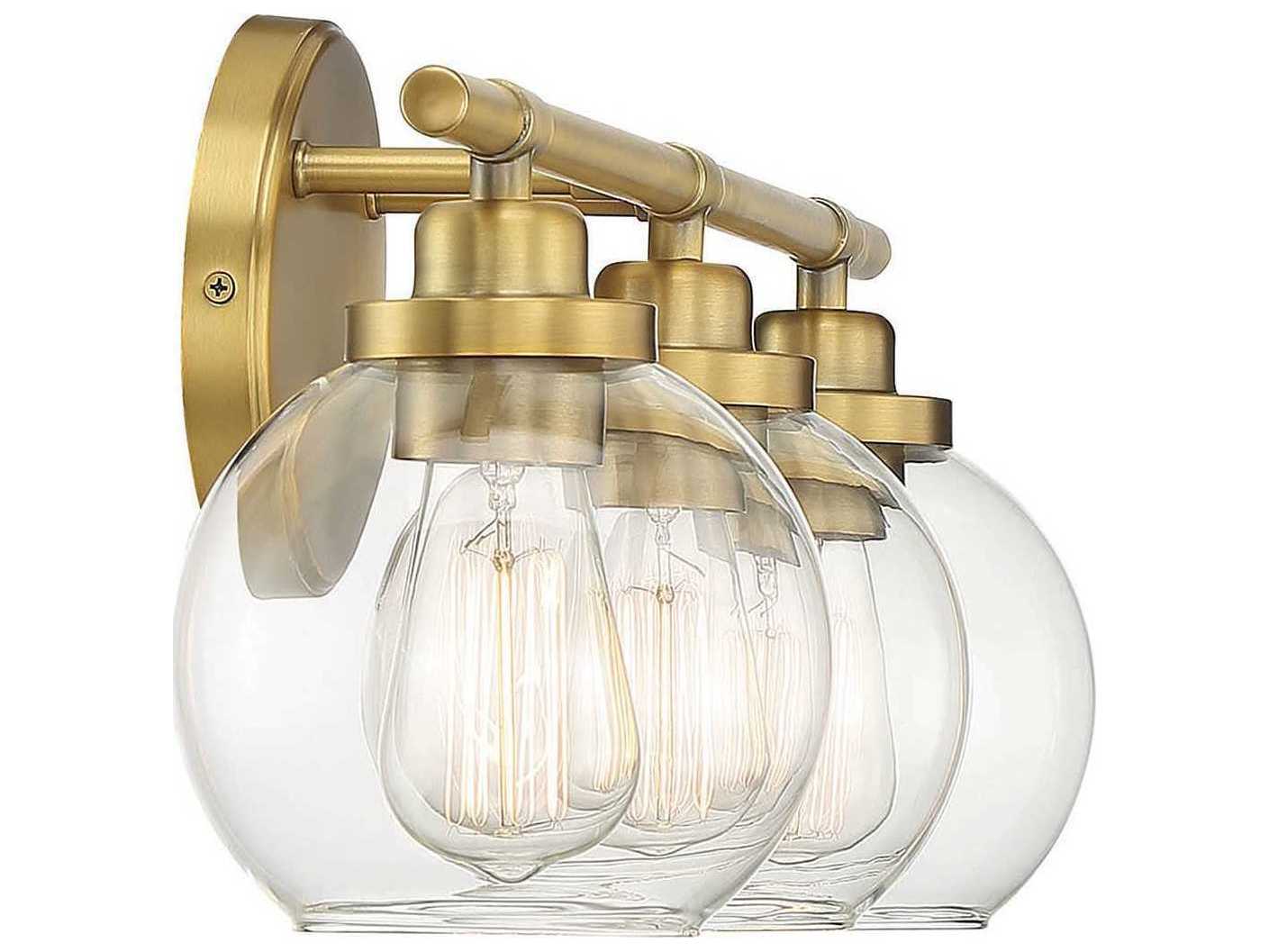 Savoy House Carson 3-Light Warm Brass Glass Vanity Light