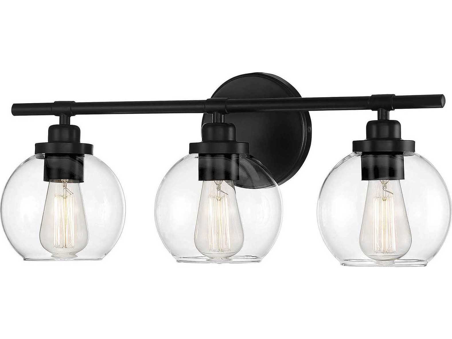 Savoy House Carson 3-Light Matte Black Glass Vanity Light