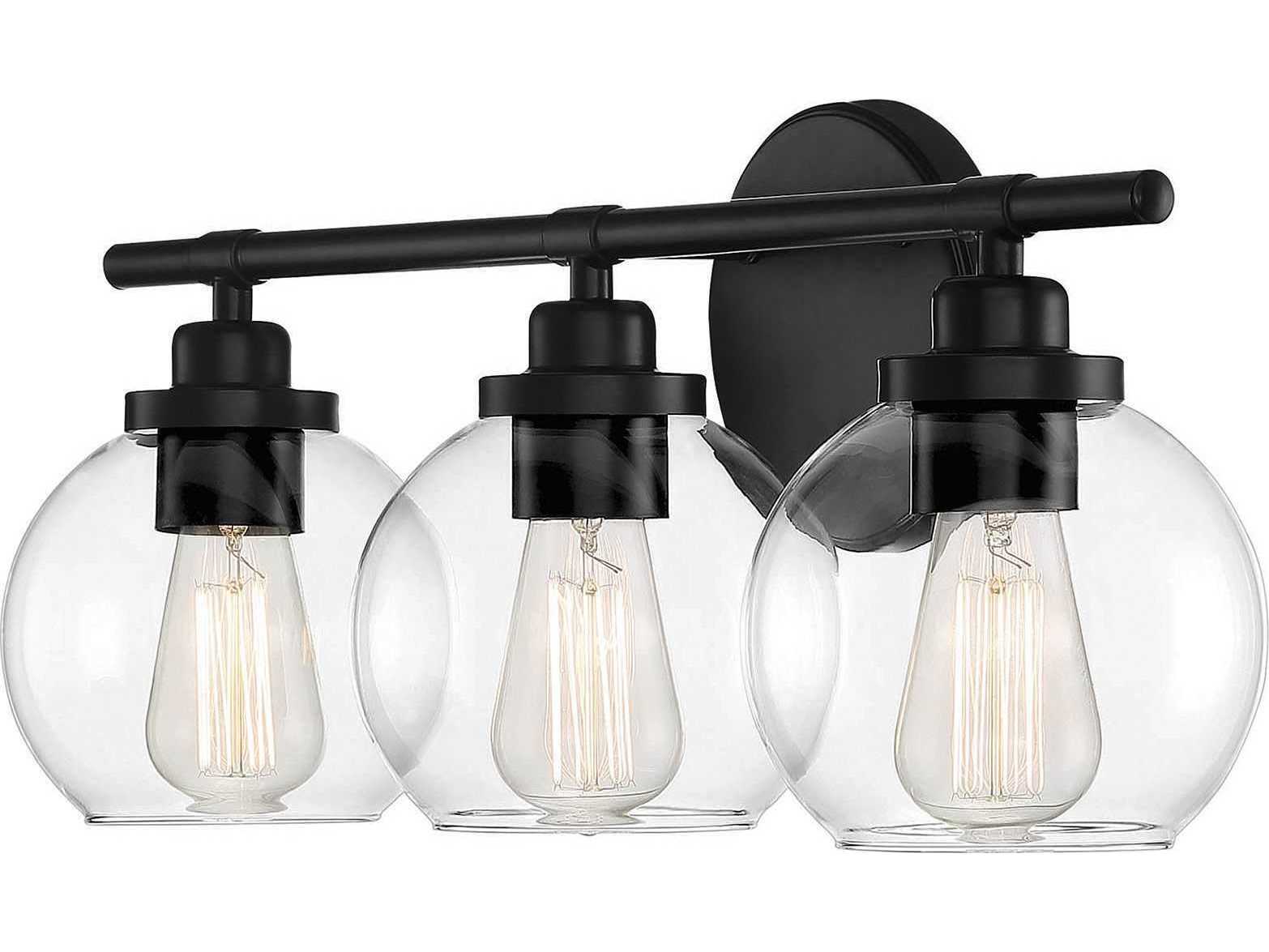 Savoy House Carson 3-Light Matte Black Glass Vanity Light
