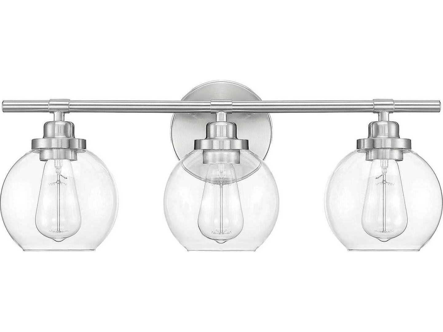 Savoy House Carson 3-Light Satin Nickel Glass Vanity Light