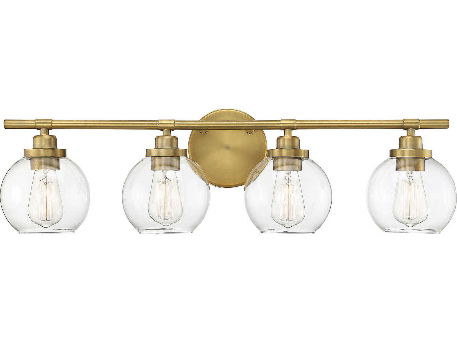 Savoy House Carson 4-Light Warm Brass Glass Vanity Light