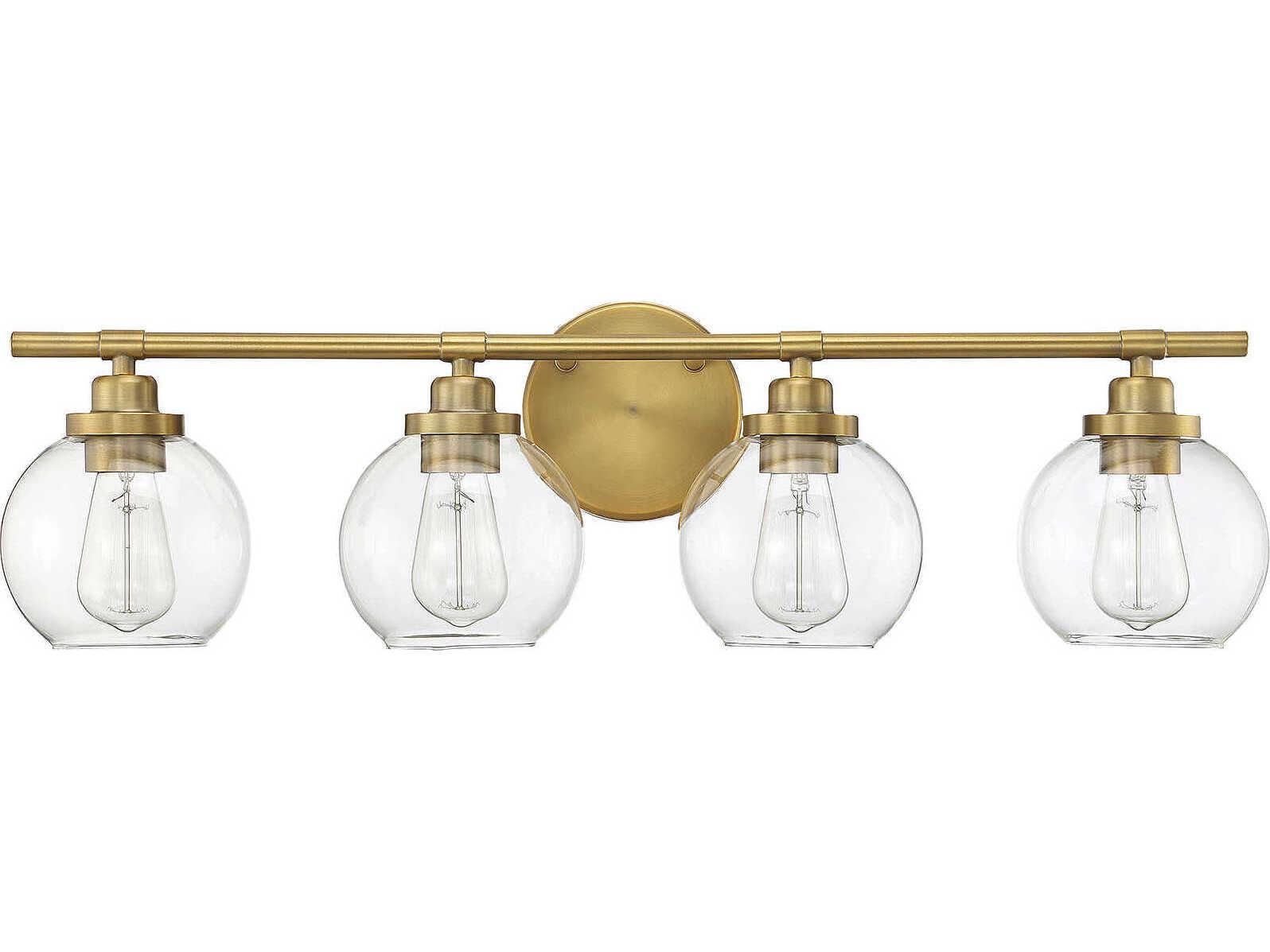 Savoy House Carson 4-Light Warm Brass Glass Vanity Light