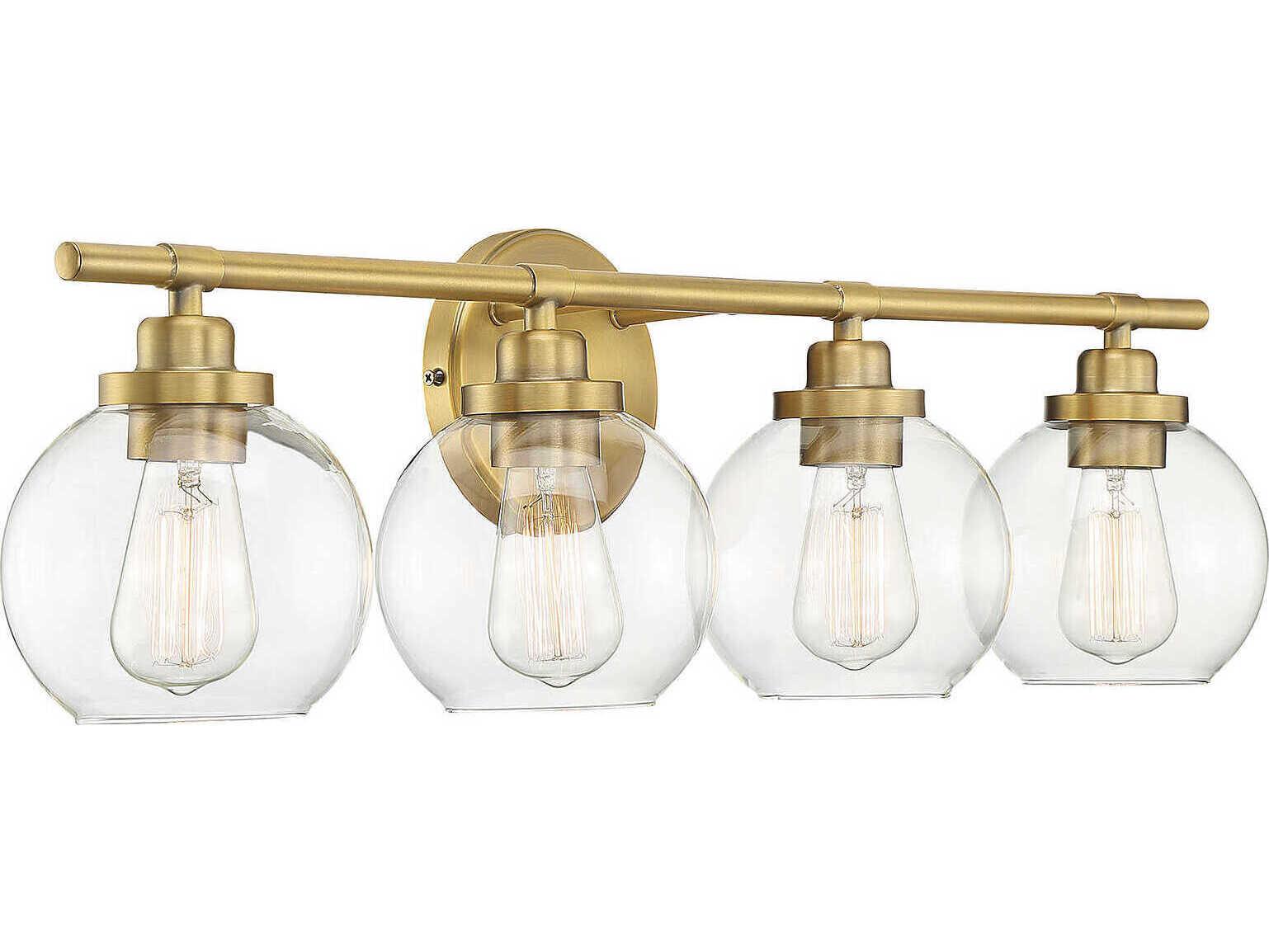 Savoy House Carson 4-Light Warm Brass Glass Vanity Light