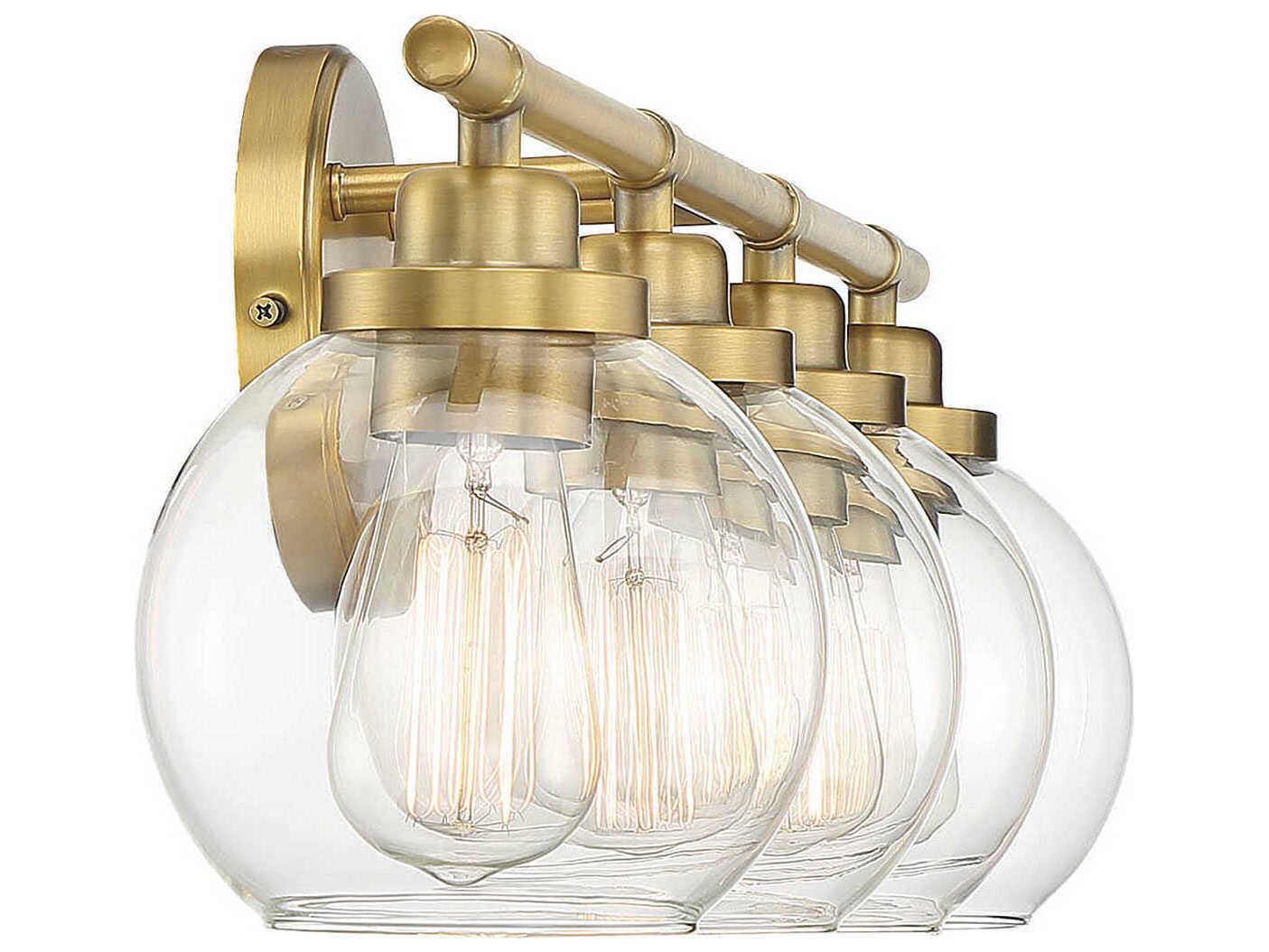 Savoy House Carson 4-Light Warm Brass Glass Vanity Light