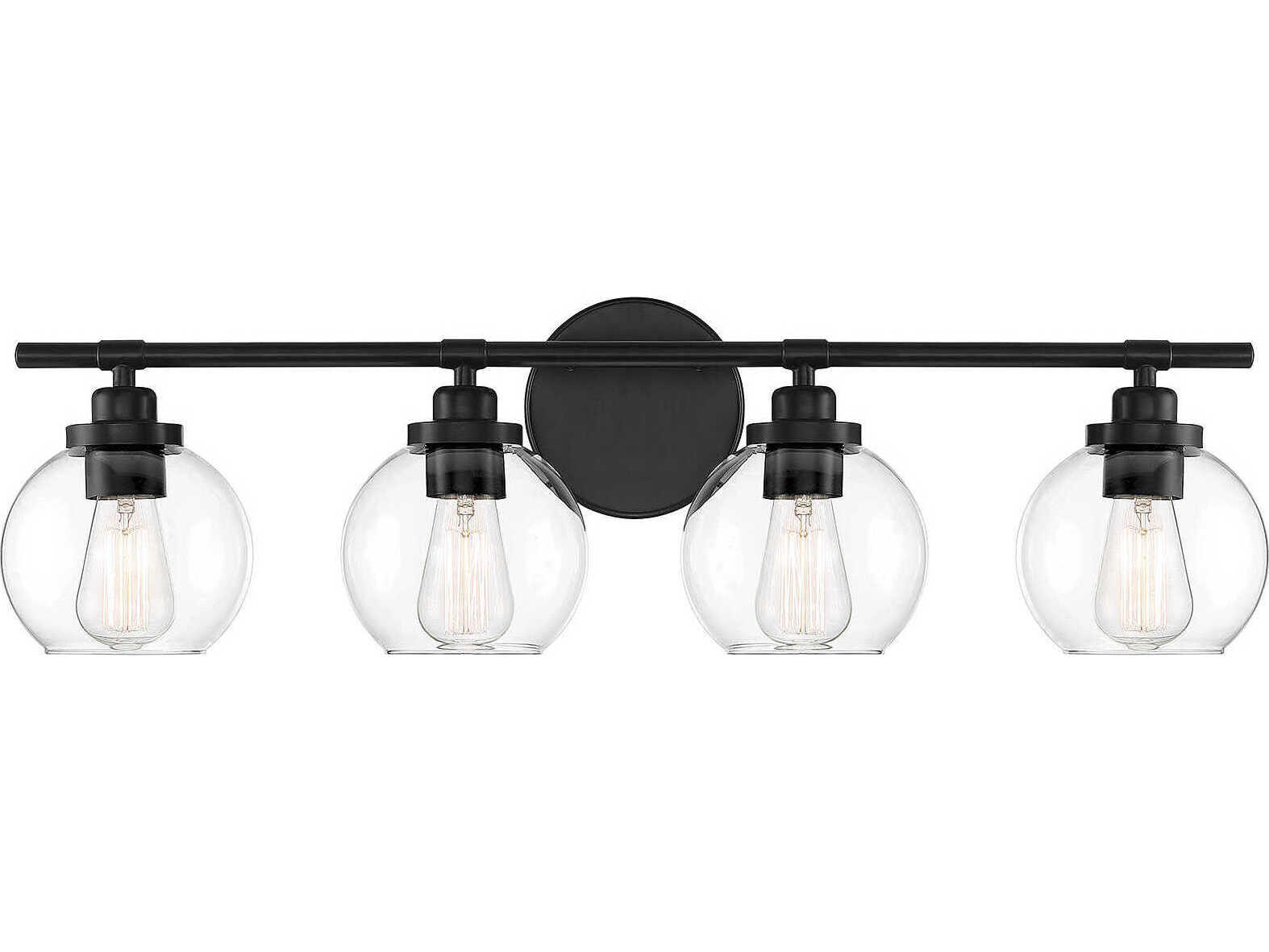 Savoy House Carson 4-Light Matte Black Glass Vanity Light