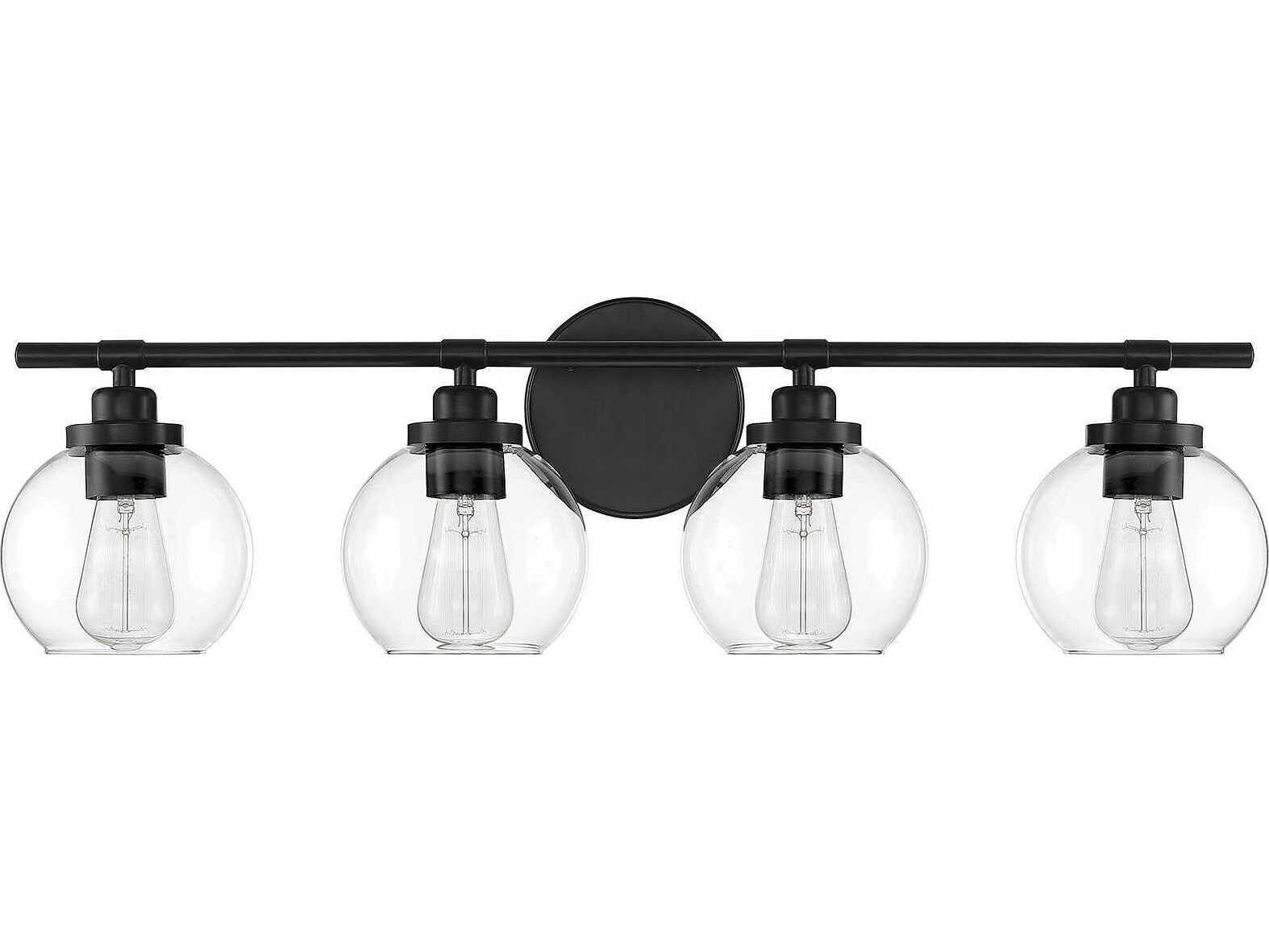 Savoy House Carson 4-Light Matte Black Glass Vanity Light